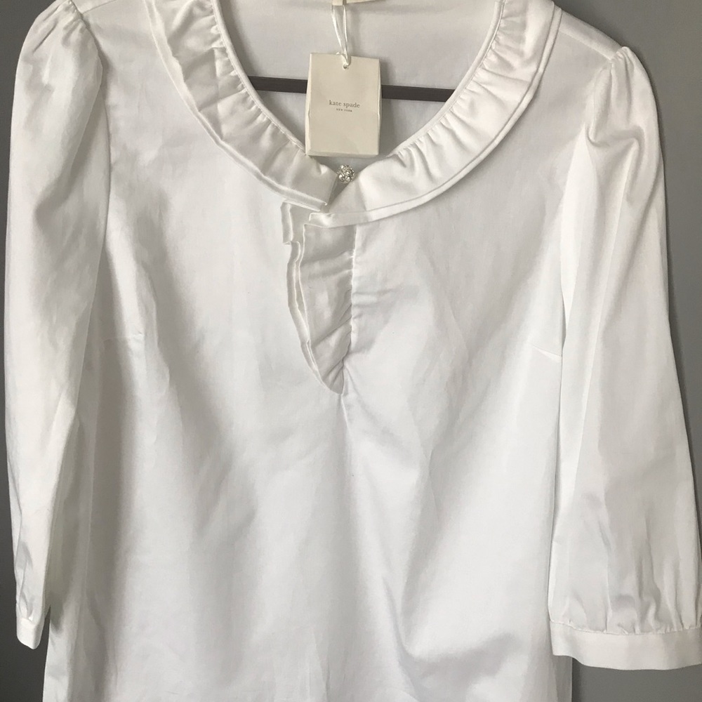 kate spade White Ruffle Collar Blouse